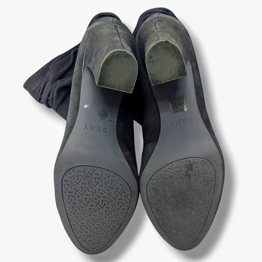 DKNY | Sabel Grey Suede Ultra High Ankle Bootie Heels Women's Size 10 - Picture 9 of 9